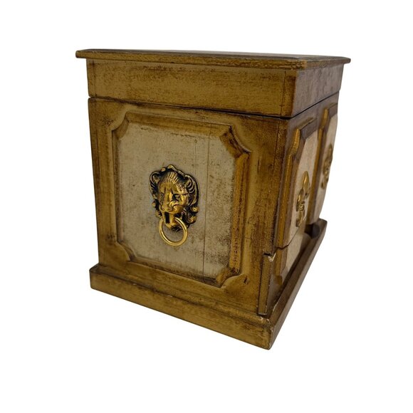 Vintage 1960s 1970s French Provincial Florentine Jewelry Music Box Lion's Head H - Picture 5 of 11